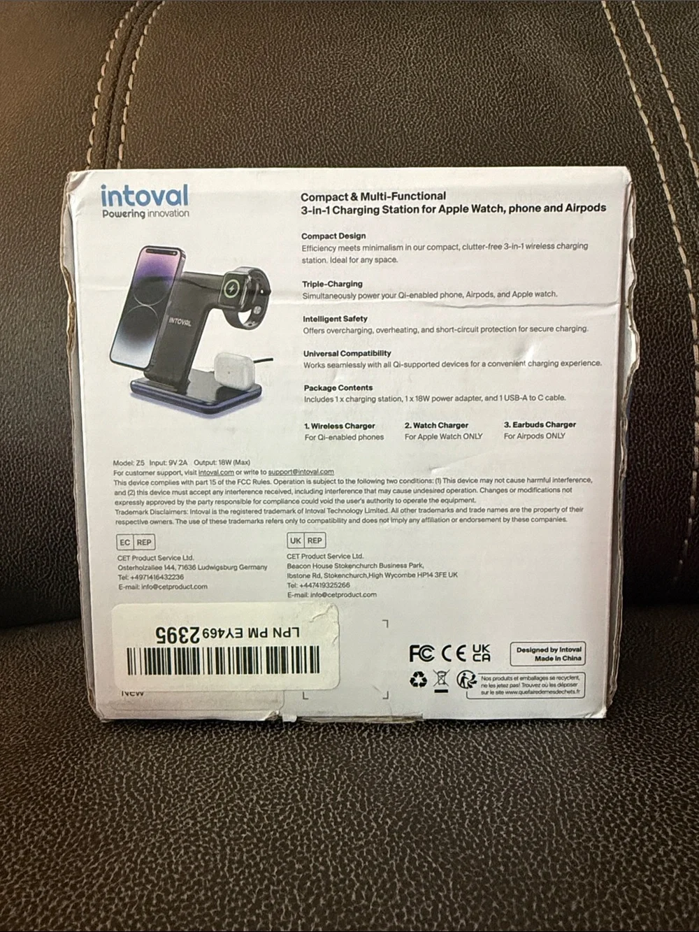 Intoval 3-in-1 Wireless Charging Stand - Black